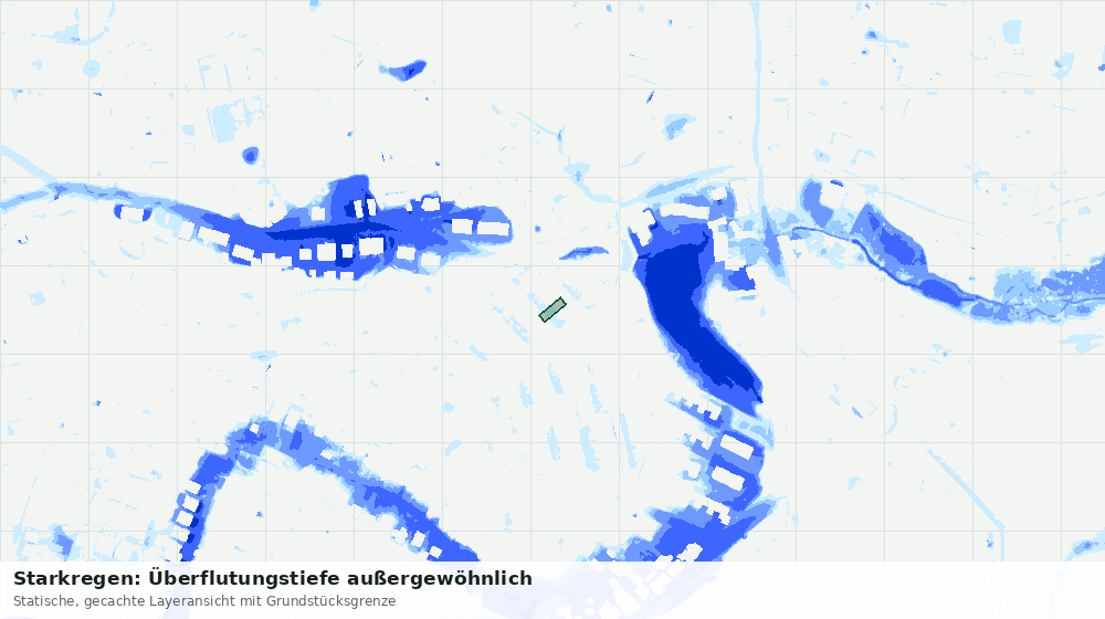 Statische Kartenansicht: Starkregen: Überflutungstiefe außergewöhnlich