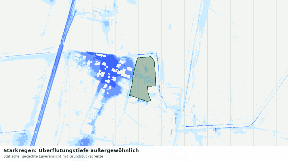 Statische Kartenansicht: Starkregen: Überflutungstiefe außergewöhnlich