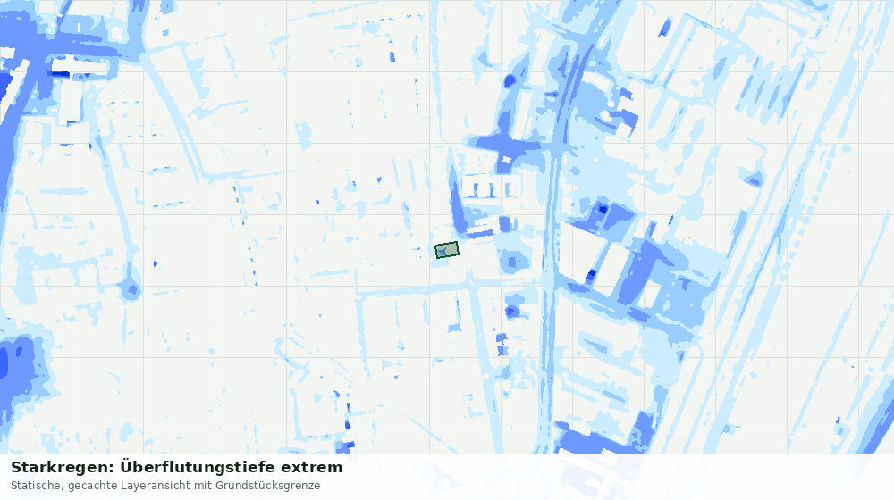 Statische Kartenansicht: Starkregen: Überflutungstiefe extrem