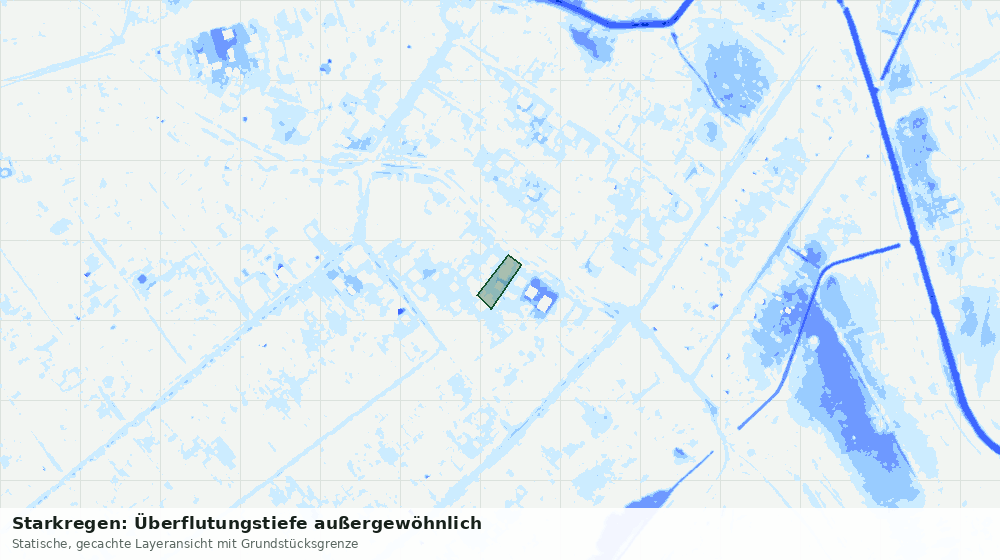 Statische Kartenansicht: Starkregen: Überflutungstiefe außergewöhnlich