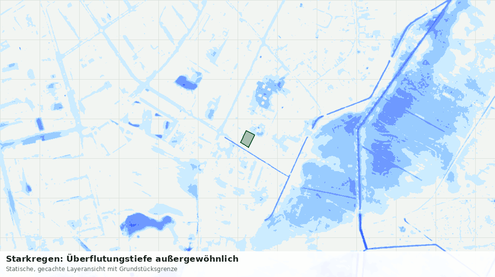 Statische Kartenansicht: Starkregen: Überflutungstiefe außergewöhnlich