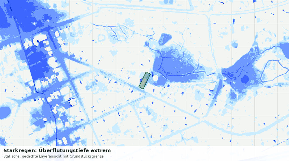 Statische Kartenansicht: Starkregen: Überflutungstiefe extrem