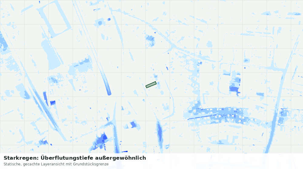 Statische Kartenansicht: Starkregen: Überflutungstiefe außergewöhnlich