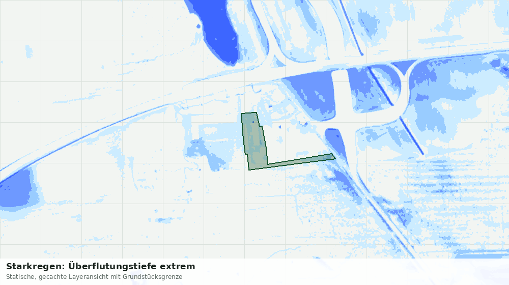 Statische Kartenansicht: Starkregen: Überflutungstiefe extrem