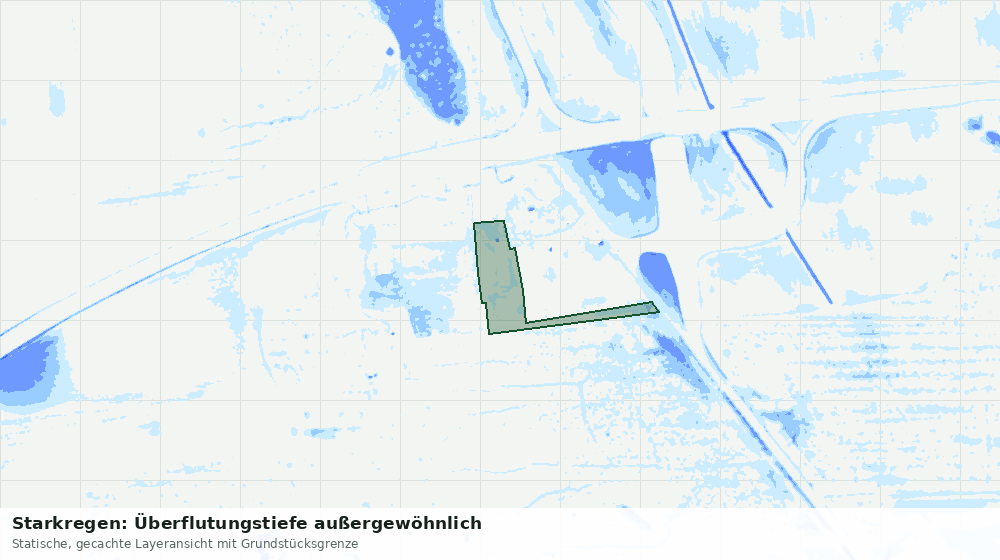 Statische Kartenansicht: Starkregen: Überflutungstiefe außergewöhnlich