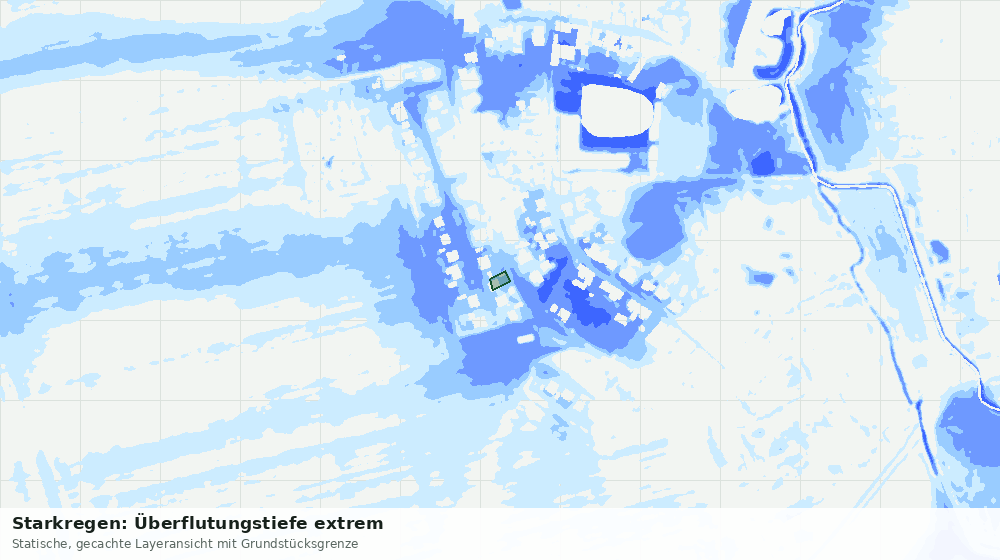 Statische Kartenansicht: Starkregen: Überflutungstiefe extrem