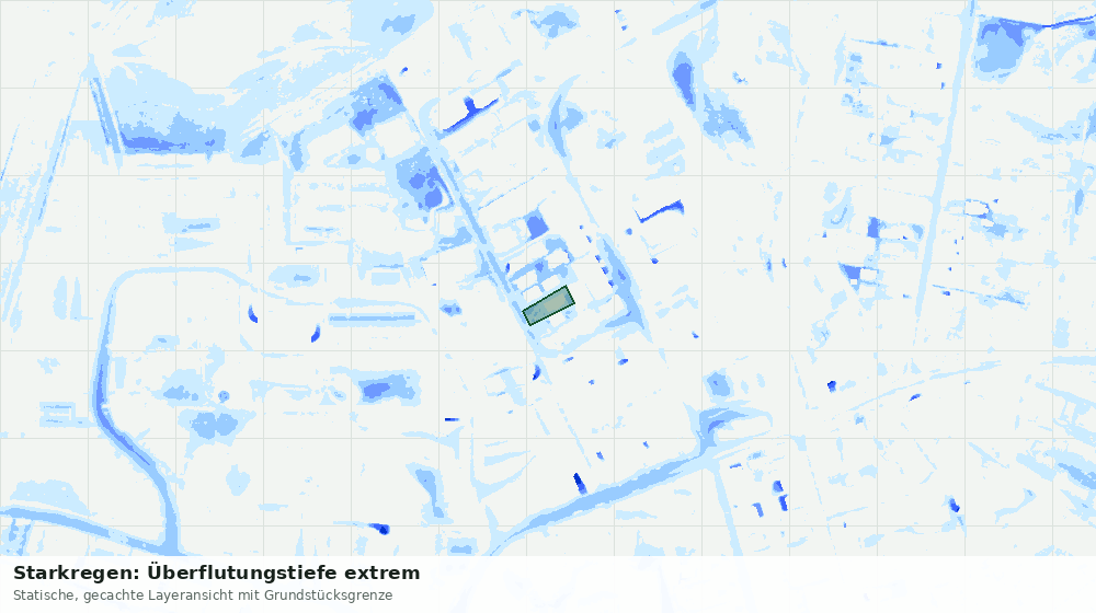 Statische Kartenansicht: Starkregen: Überflutungstiefe extrem