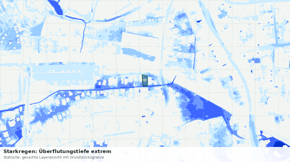 Statische Kartenansicht: Starkregen: Überflutungstiefe extrem
