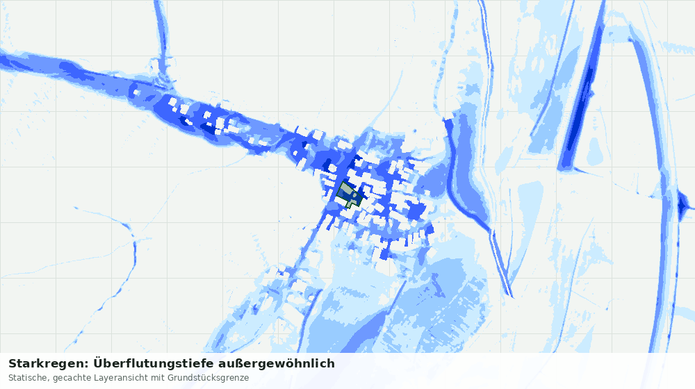 Statische Kartenansicht: Starkregen: Überflutungstiefe außergewöhnlich