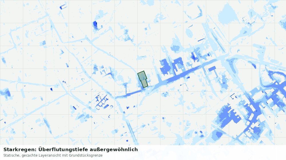 Statische Kartenansicht: Starkregen: Überflutungstiefe außergewöhnlich