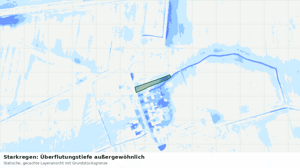 Statische Kartenansicht: Starkregen: Überflutungstiefe außergewöhnlich