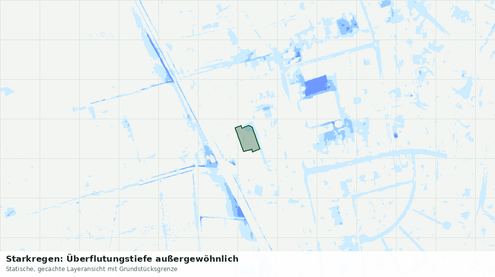 Statische Kartenansicht: Starkregen: Überflutungstiefe außergewöhnlich