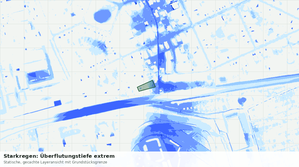 Statische Kartenansicht: Starkregen: Überflutungstiefe extrem