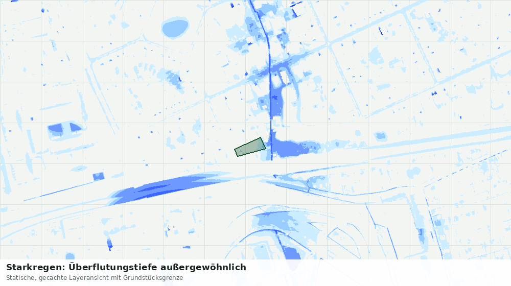 Statische Kartenansicht: Starkregen: Überflutungstiefe außergewöhnlich