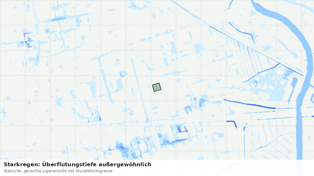 Statische Kartenansicht: Starkregen: Überflutungstiefe außergewöhnlich