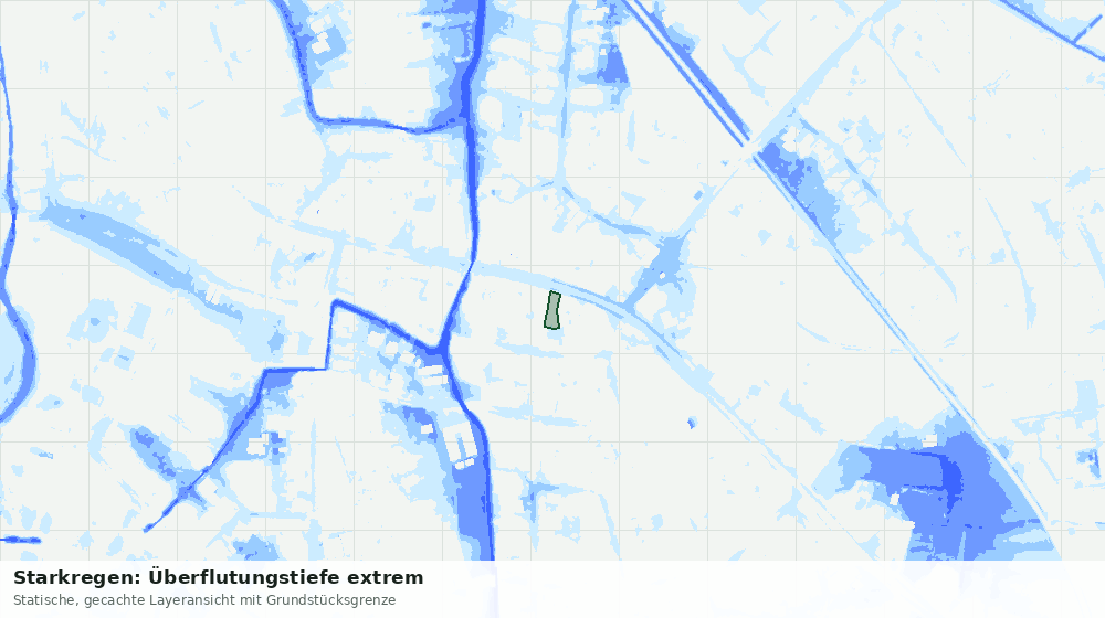 Statische Kartenansicht: Starkregen: Überflutungstiefe extrem