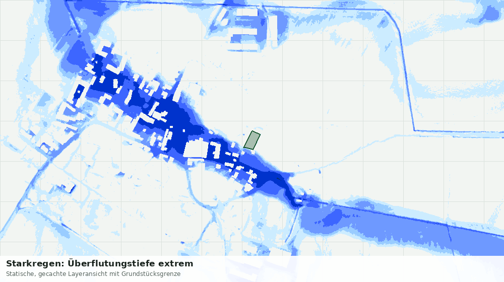 Statische Kartenansicht: Starkregen: Überflutungstiefe extrem
