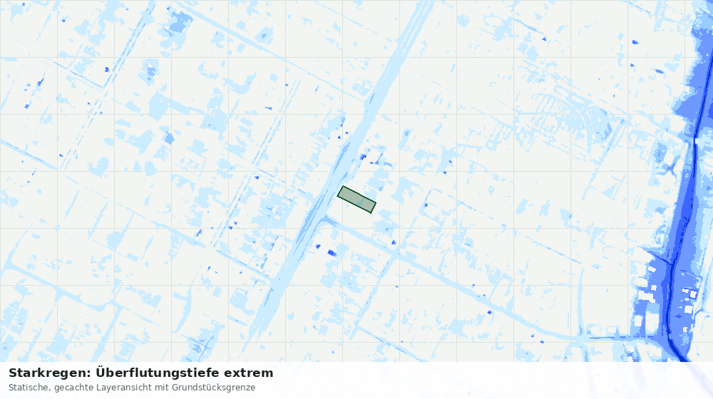 Statische Kartenansicht: Starkregen: Überflutungstiefe extrem