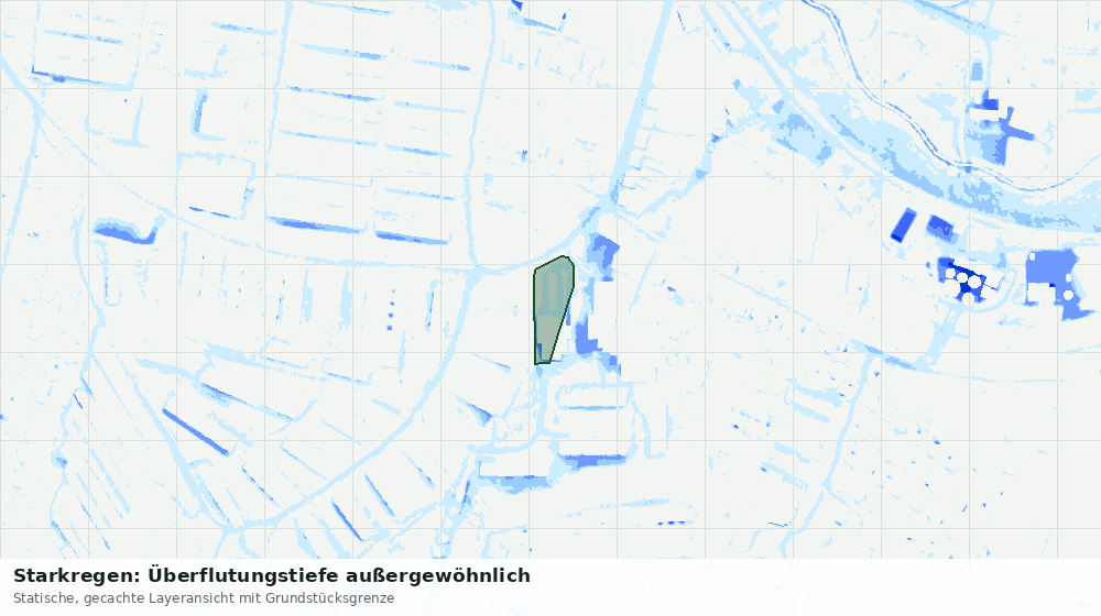 Statische Kartenansicht: Starkregen: Überflutungstiefe außergewöhnlich