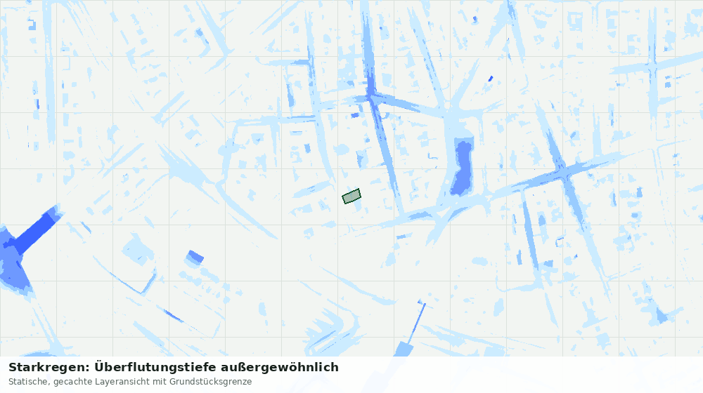 Statische Kartenansicht: Starkregen: Überflutungstiefe außergewöhnlich