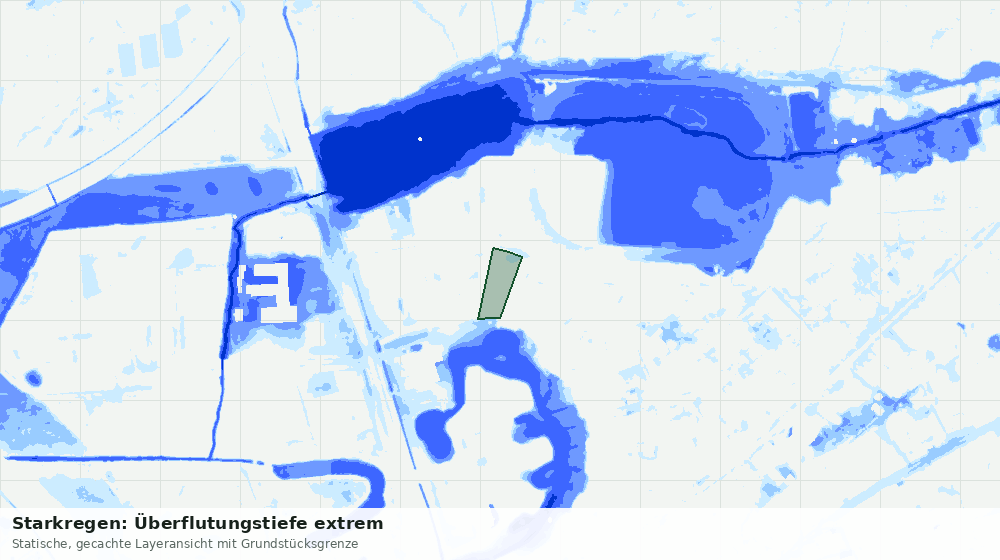 Statische Kartenansicht: Starkregen: Überflutungstiefe extrem