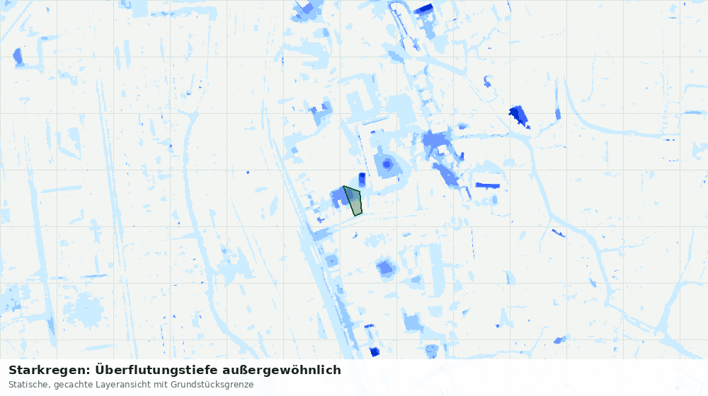 Statische Kartenansicht: Starkregen: Überflutungstiefe außergewöhnlich