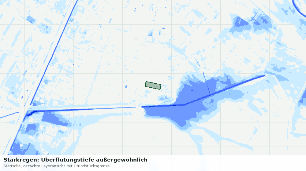 Statische Kartenansicht: Starkregen: Überflutungstiefe außergewöhnlich