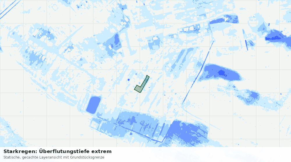 Statische Kartenansicht: Starkregen: Überflutungstiefe extrem