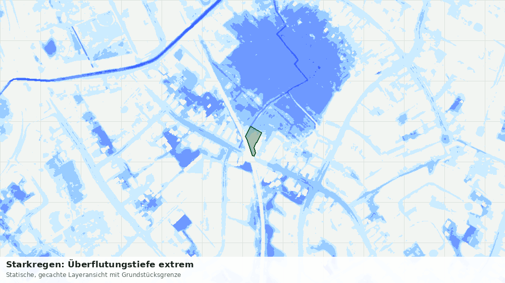 Statische Kartenansicht: Starkregen: Überflutungstiefe extrem