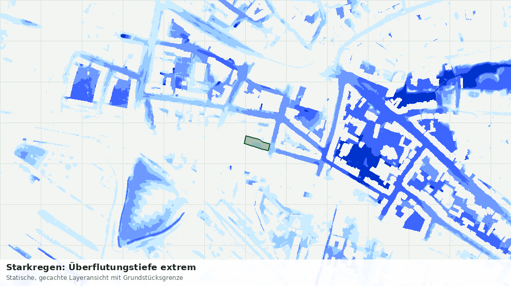 Statische Kartenansicht: Starkregen: Überflutungstiefe extrem