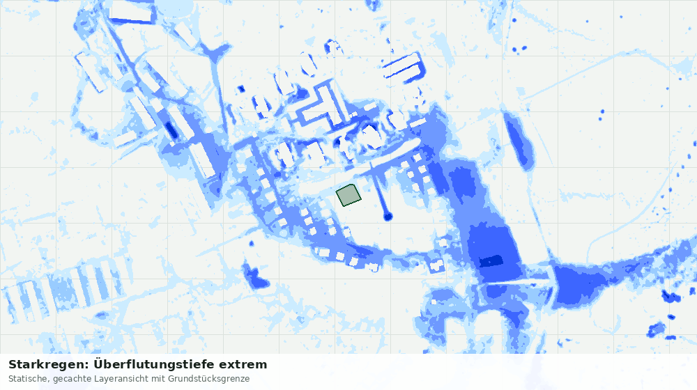 Statische Kartenansicht: Starkregen: Überflutungstiefe extrem