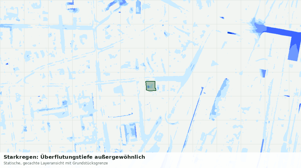Statische Kartenansicht: Starkregen: Überflutungstiefe außergewöhnlich