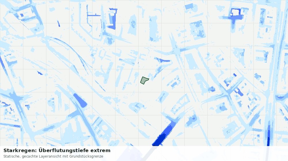 Statische Kartenansicht: Starkregen: Überflutungstiefe extrem