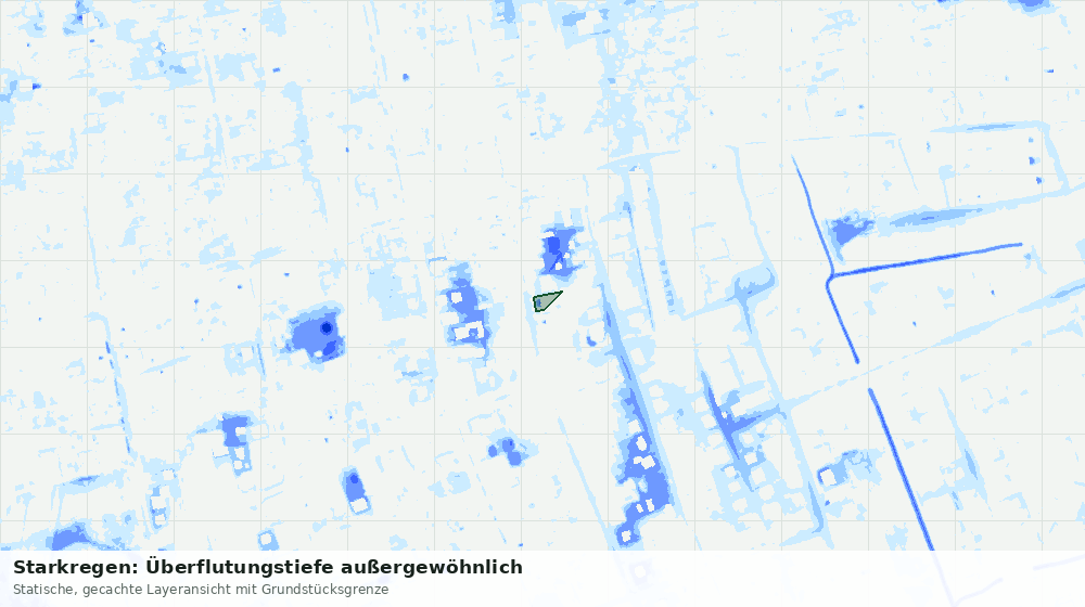 Statische Kartenansicht: Starkregen: Überflutungstiefe außergewöhnlich