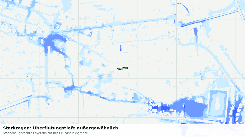 Statische Kartenansicht: Starkregen: Überflutungstiefe außergewöhnlich