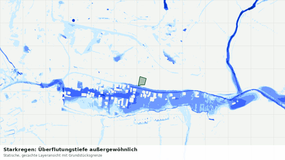 Statische Kartenansicht: Starkregen: Überflutungstiefe außergewöhnlich