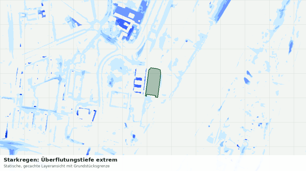 Statische Kartenansicht: Starkregen: Überflutungstiefe extrem