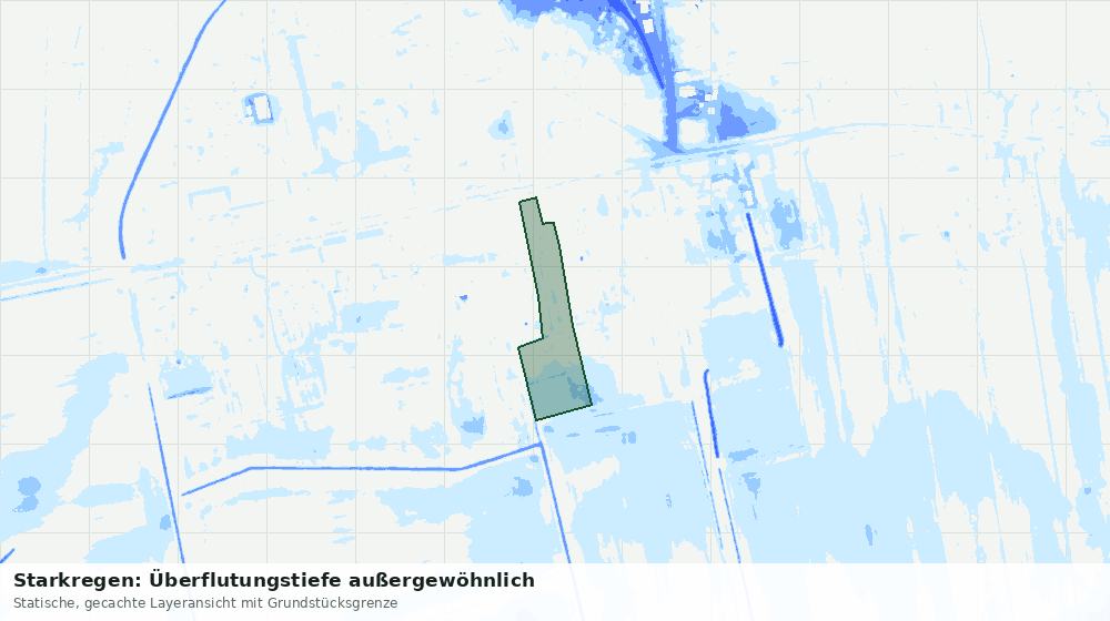 Statische Kartenansicht: Starkregen: Überflutungstiefe außergewöhnlich