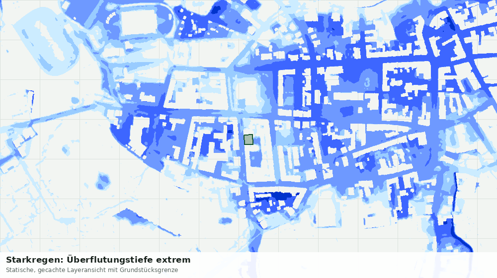 Statische Kartenansicht: Starkregen: Überflutungstiefe extrem