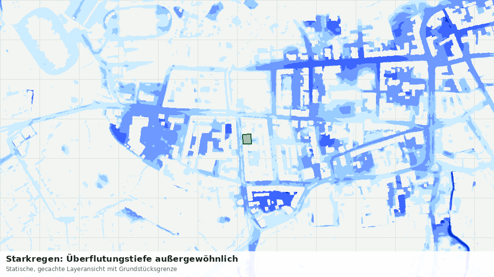 Statische Kartenansicht: Starkregen: Überflutungstiefe außergewöhnlich