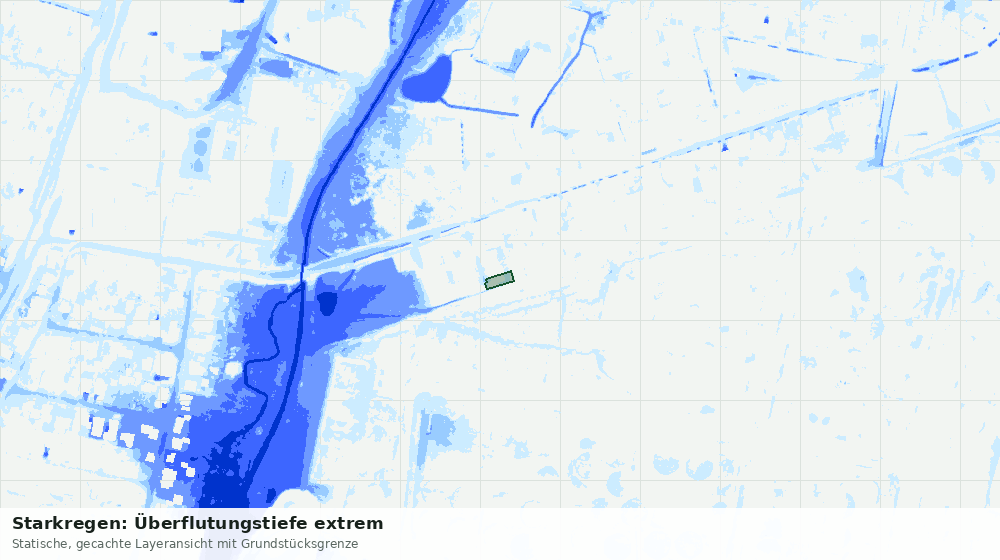 Statische Kartenansicht: Starkregen: Überflutungstiefe extrem
