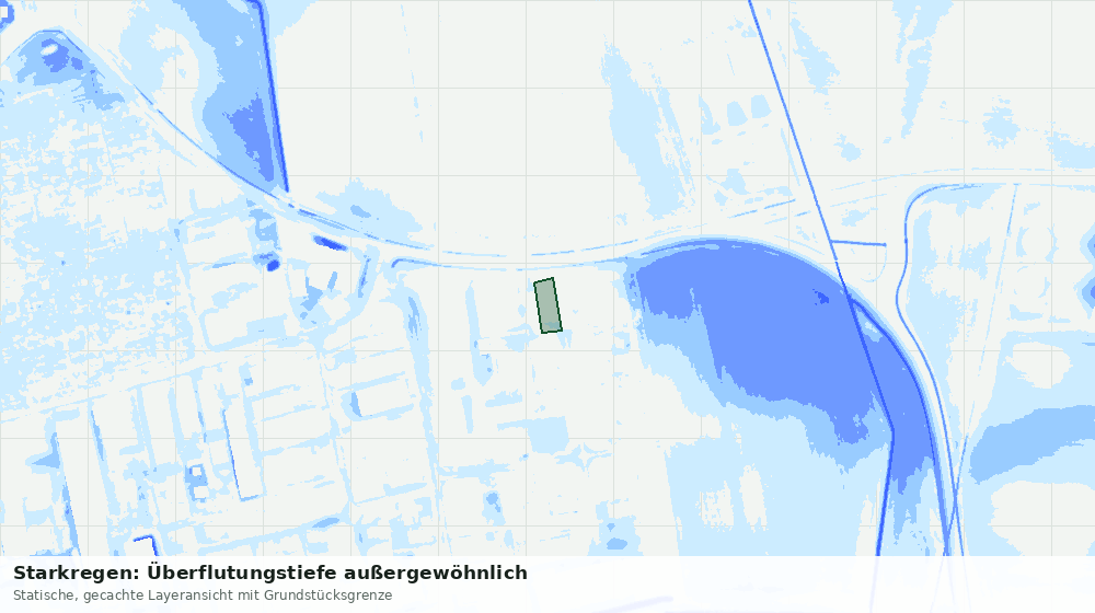 Statische Kartenansicht: Starkregen: Überflutungstiefe außergewöhnlich