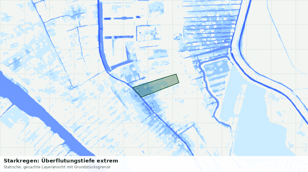 Statische Kartenansicht: Starkregen: Überflutungstiefe extrem