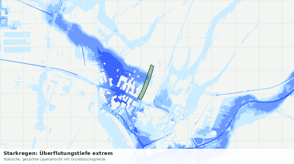 Statische Kartenansicht: Starkregen: Überflutungstiefe extrem