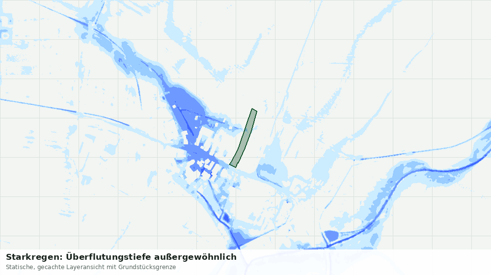 Statische Kartenansicht: Starkregen: Überflutungstiefe außergewöhnlich