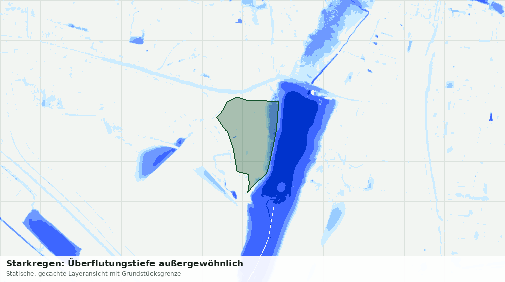 Statische Kartenansicht: Starkregen: Überflutungstiefe außergewöhnlich