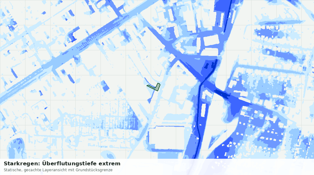 Statische Kartenansicht: Starkregen: Überflutungstiefe extrem