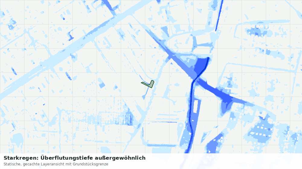Statische Kartenansicht: Starkregen: Überflutungstiefe außergewöhnlich