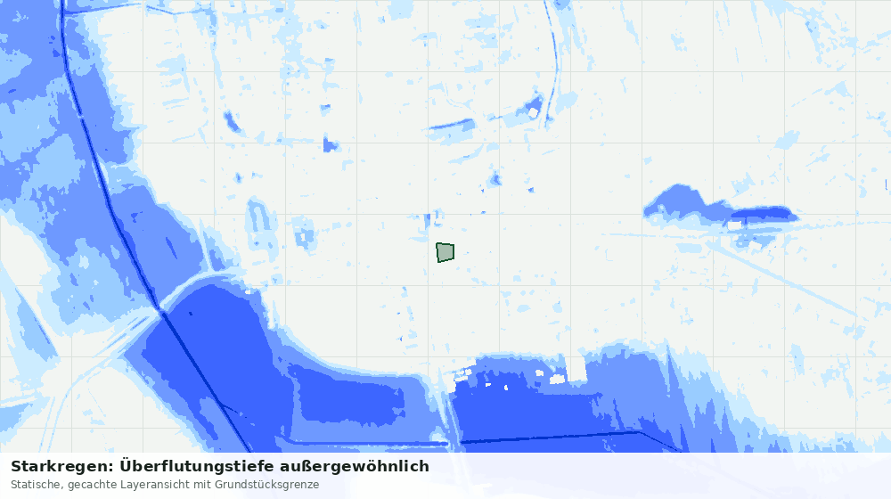 Statische Kartenansicht: Starkregen: Überflutungstiefe außergewöhnlich