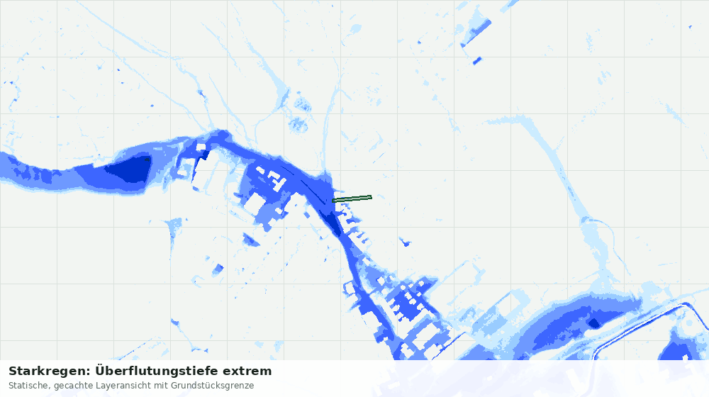 Statische Kartenansicht: Starkregen: Überflutungstiefe extrem